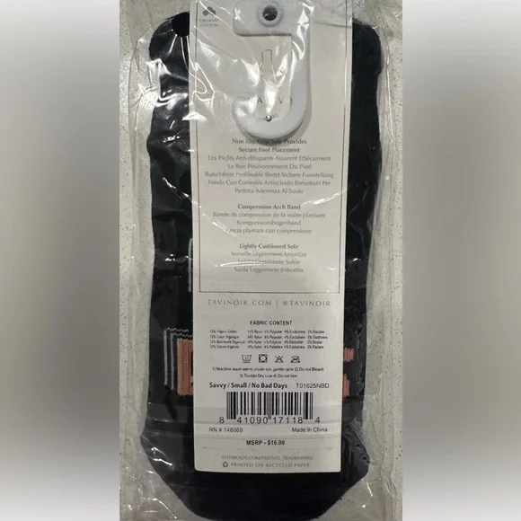 NWT Tavi Noir Grip socks Pilates Barre Savvy No Bad Days New Size S/M - Picture 5 of 5